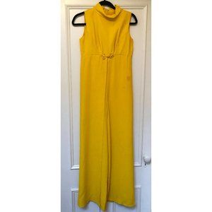 Vintage 1970's Yellow Jumpsuit with Skirt Overlay